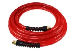 PFE50504TR By Coilhose | Flexeel® Reinforced Hose | 5/16" Hose ID | 0.473" Hose OD | 1/4" Male NPT Reusable Strain Relief Fittings | 50ft | Transparent Red | Straight | Polyurethane