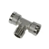 0916 00 10 By Parker | Legris Stud Fitting | 1/8" Male BSPT Thread X 1/8" Female BSPP Thread | 36 Mm Length | Tee | Nickel-Plated Brass | Pack Of 25
