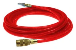PFE6025TR15X By Coilhose | Flexeel® Reinforced Hose | 3/8" Hose ID | 9/16" Hose OD | 1/4" Six Ball Coupler & Connector With Quick Connect Fittings | Industrial | 25ft | Transparent Red | Straight | Polyurethane