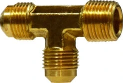 10347 (10-347) By Midland | SAE 45° Flare Fitting | Forged Male | 5/16" Male SAE 45° Flare X 1/8" Male NPTF | Tee | Brass