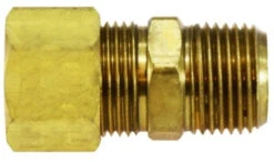 18210 (18-210) By Midland | Compression Fitting | Tank Adapter Drilled Thru (No Stop) | 3/8" Tube OD X 1/4" Male NPTF | Straight | Brass