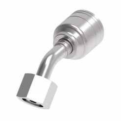 1A6DLA4 Aeroquip By Danfoss | 1 & 2 Wire TTC DKO Female Swivel, Light Duty, 45° Elbow (DLA) Crimp Fitting | L08 Female DKO/DIN X -04 Hose Barb | Steel