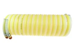 N14Y-N14N-12B By Coilhose | Twin Bonded Coiled Air Hose | 1/4" X 1/4" Hose ID | 1/4" Male NPT Thread X 1/4" Swivel Male NPT Thread | Yellow/Natural | Nylon | 12ft