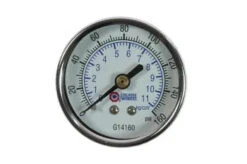G14160 By Coilhose | Pressure Gauge | 2" Chrome Dial Gauge | 1/4" Back Mount | 0-160 PSI