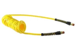 PU14-20B-Y By Coilhose | Flexcoil Air Hose | 1/4" Hose ID X 3/8" Hose OD | 1/4" Male NPT Swivel Strain Relief Fittings | Yellow | Polyurethane | 20ft