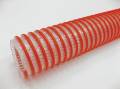 3076-0200-100 By Jason Industrial | 3076 Series | Heavy-duty Suction & Transfer Hose | 100 PSI | 2" ID | 2.60" OD | Orange/Clear | PVC | 100ft
