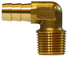 32042 By Midland | Forged Hose Barb | 3/8" Hose ID X 3/8" Male NPTF | 90° Elbow | Brass