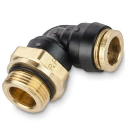 369PTCR-6-MA22 By Parker | Threaded Fitting | 3/8" Rigid Swivel Push-to-Connect X M22X1.5 Male M22 Threads | 1-1/16" Hex | 90° Elbow | Composite