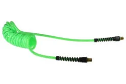 PU14-15-G By Coilhose | Flexcoil Air Hose | 1/4" Hose ID X 3/8" Hose OD | 1/4" Male NPT Rigid Strain Relief Fittings | Green | Polyurethane | 15ft