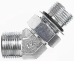 FS6802-10-10-NWO-FG By Brennan Inc. | -10 Male Face Seal X -10 Male Adjustable O-Ring Boss | 45° Elbow | Forged Steel