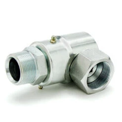 9SS12MP75XFJS12-Z-V By Super Swivel | 8751-Z-V | 3/4-14 Male Pipe NPTF X 1-1/16-12 Female 37° JIC Swivel Nut | 0.460" Through Hole | 90° Elbow | Zinc | Viton Seal