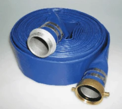 4502-1500-050AB By Jason Industrial | 4502 Series | Water Discharge Hose Assembly | 85 PSI | 1-1/2" ID | 1-1/2" AB Pin Lug (M X F) | Blue | PVC | 50ft