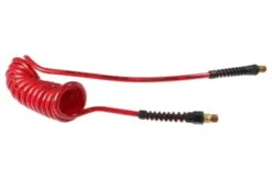 PU516-15B-R By Coilhose | Flexcoil Air Hose | 5/16" Hose ID X 15/32" Hose OD | 3/8" Male NPT Swivel Strain Relief Fittings | Red | Polyurethane | 15ft