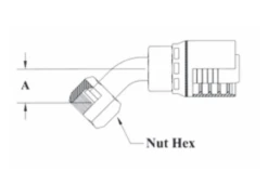 4GC31-12x12 By Couplamatic | Grip Crimp 4GC Series Coupling | 3/4" Hose ID X 1-3/16x12 Thread Size O-Ring Face Seal | ORF Female Swivel | 45° Elbow | Trivalent Zinc Plating