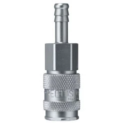 9123 23 08 By Parker | Legris Coupler Quick Disconnect | 8 Mm Hose Barb | 19 Mm Hex | 74 Mm Length | Straight | Nickel-Plated Brass | Pack Of 5