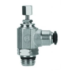 50905N-8-1/8 By AIGNEP | Functional (Flow Controls) Series | Flow Control | Meter Out | Knob Adjust | 8mm Tube X 1/8" Swift-Fit Male