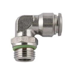 60115-4-1/8 By AIGNEP | 60/62 Series | Swivel | 4mm (5/32") Tube Push Connect X 1/8" Male BSPP | 90° Elbow | FKM Seal | Stainless Steel