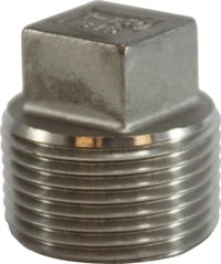 63654 By Midland | 150# Stainless Steel Fitting | Cored Square Head Plug | 3/4" Male NPT | 316 Stainless Steel
