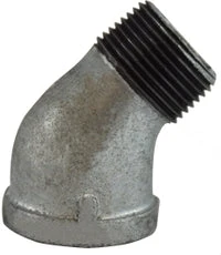 64200 By Midland | Malleable Iron #150 Fitting | 1/8" Female NPT X 1/8" Male NPT | 45° Street Elbow | Galvanized Iron