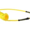 PU38-154-Y By Coilhose | Flexcoil Air Hose | 3/8" Hose ID X 9/16" Hose OD | 1/4" Male NPT Rigid Strain Relief Fittings | Yellow | Polyurethane | 15ft