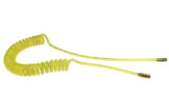 PRE14-25-TY By Coilhose | Flexeel® Reinforced Coiled Air Hose | 1/4" Hose ID X 3/8" Hose OD | 1/4" Male NPT Rigid Reusable Fittings | Transparent Yellow | Polyurethane | 25ft