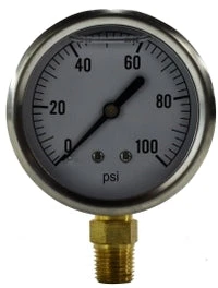 80102 By Midland | Liquid Filled Gauge | 1/4" Male NPT Lower Mount | 2-1/2" Face | 0-2000 PSI | Stainless Steel