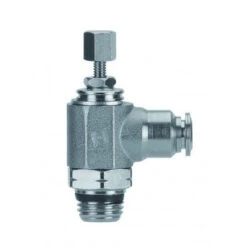 89968-53-32 By AIGNEP | Functional (Flow Controls) Series | Flow Control Metal Release Collet | 5/32" Tube X 10-32 UNF Male | Flow In Knob Adjustment