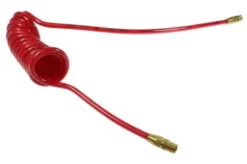 PR14-15-R By Coilhose | Flexcoil Air Hose | 1/4" Hose ID X 3/8" Hose OD | 1/4" Male NPT Reusable Rigid Fittings | Red | Polyurethane | 15ft