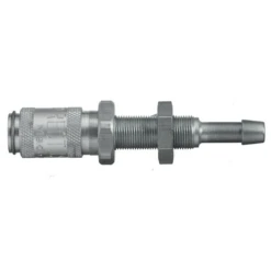 9226 20 04 By Parker | Legris Coupler Quick Disconnect W/ Panel Mount | 4 Mm Hose Barb X M7x0.5 Metric Thread | 12 Mm Hex | 11 Mm Hex (1) | 51 Mm Length | Straight | Nickel-Plated Brass | Pack Of 5