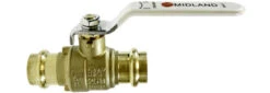 940405LF By Midland | Lead Free Copper Press Ball Valve | 1" Press End X 1" Press End | Brass