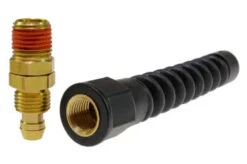 PRM0604SR By Coilhose | Flexcoil Replacement Fitting | 3/8" Hose ID | 9/16" Hose OD | 1/4" Rigid Male NPT Thread | Reusable Strain Relief | Polyurethane