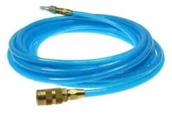 PFE5050T15X By Coilhose | Flexeel® Reinforced Hose | 5/16" Hose ID | 0.473" Hose OD | 1/4" Six Ball Coupler & Connector With Quick Connect Fittings | Industrial | 50ft | Transparent Blue | Straight | Polyurethane