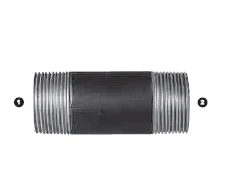 B1808L-08-60MM By AdaptAll | -08 Male BSPT X -08 Male BSPT | 60mm Long Adapter | Malleable Iron