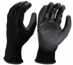 BPU4-L By Seattle Gloves | Black Palm Coated Polyurethane With Black Nylon Shell | Large | Black | Pack Of 12