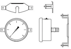DG063-2000-PU-NPT By Brennan Inc. | Pressure Gauge | 0-2000 PSI | Panel Mount With U-Bracket | Stainless Steel