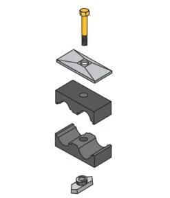 T5016H-R By ZSi-Foster | C-Rail Mount Beta Clamp | Smoothie Twin Series | For 1" X 1" Hose | Polypropylene/Steel