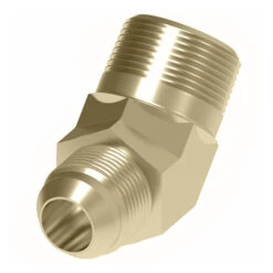 2023-2-4B Aeroquip By Danfoss | External Pipe/37° JIC Flare 45° Elbow Adapter | -02 Male NPTF X -04 Male JIC | Brass