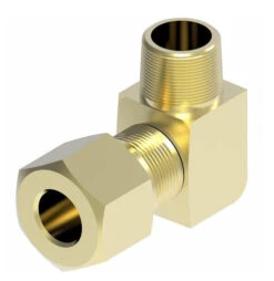 1469X6 By Danfoss | Air Brake Adapter For Nylon Tubing | Male Connector 90° Elbow | 3/8" Tube OD X 1/4" Male Pipe | Brass