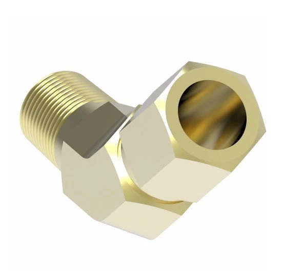 1480X8 By Danfoss | Air Brake Adapter For Nylon Tubing | Male Connector 45° Elbow | 1/2" Tube OD X 3/8" Male Pipe | Brass 3 1480X8 By Danfoss | Air Brake Adapter For Nylon Tubing | Male Connector 45° Elbow | 1/2" Tube OD X 3/8" Male Pipe | Brass - Image 3