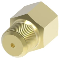 1512 By Danfoss | Pipe Adapter | Restriction Pipe Adapter (with 0.0625" Orifice) | 1/8" Male NPTF X 1/8" Female NPTF (Short Thread) | Brass