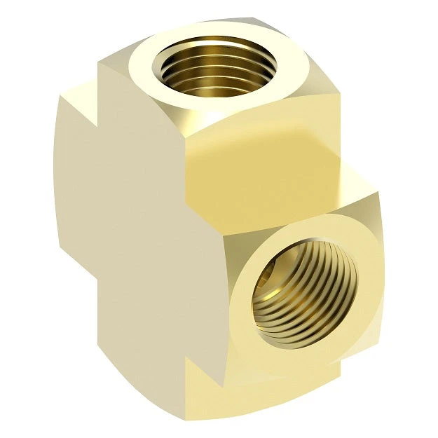 3950X4 By Danfoss | Pipe Adapter | Cross | 1/4" Female NPTF X 1/4" Female NPTF X 1/4" Female NPTF X 1/4" Female NPTF | Brass 3 3950X4 By Danfoss | Pipe Adapter | Cross | 1/4" Female NPTF X 1/4" Female NPTF X 1/4" Female NPTF X 1/4" Female NPTF | Brass - Image 3
