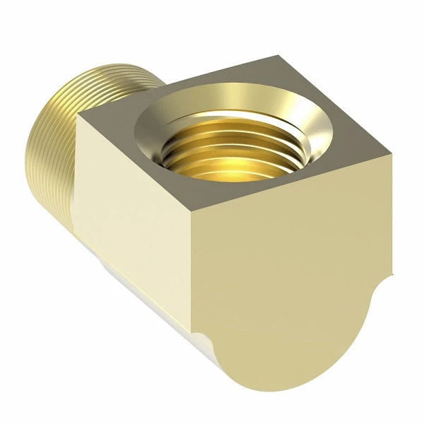 402X6 By Danfoss | Male NPTF/Inverted Flare 90° Elbow Adapter | 1/4" Male NPTF X 3/8" Female SAE Inverted Flare | Brass 3 402X6 By Danfoss | Male NPTF/Inverted Flare 90° Elbow Adapter | 1/4" Male NPTF X 3/8" Female SAE Inverted Flare | Brass - Image 3