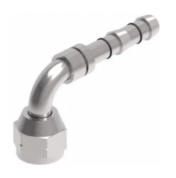 FJ3149-03-0808S E-Z Clip System By Danfoss | Female SAE 45° Flare (Universal) 90° Elbow | A/C Refrigeration Fitting | -08 Female SAE 45° Flare X -08 Hose Barb | Steel