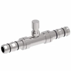 FJ3427-0808S E-Z Clip System By Danfoss | Splicer With High Side Switch Port (M10 X 1.25) | A/C Refrigeration Fitting | -08 Hose Barb X -08 Hose Barb | Steel