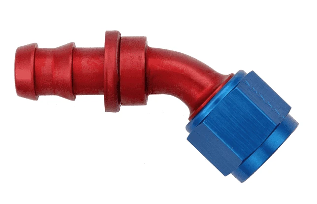 FBM1525 (FCM1525) Eaton Aeroquip® -12 SOCKETLESS™ S.A.E. 37° (JIC/AN) 45° Elbow Fitting - Red/Blue Anodized Aluminum 1 FBM1525 (FCM1525) Eaton Aeroquip® -12 SOCKETLESS™ S.A.E. 37° (JIC/AN) 45° Elbow Fitting - Red/Blue Anodized Aluminum