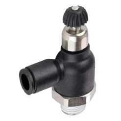 FCC731-6-6 By Parker | Compact Flow Controls | 3/8" Push-to-Connect X 3/8" Male NPT Thread | .91" Hex 1 | .67" Hex 2 | 90° Elbow | Composite Polymer | Pack Of 5