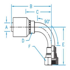 FFX90L-12-12-W By Kurt Hydraulics | Female O-Ring Face Seal | 90 Degree Bent Tube | Swivel | For 3/4" Hose ID