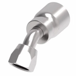 FJ3243-0808S Aeroquip By Danfoss | Female Universal Swivel 45° Elbow 100R5 Crimp Fitting | FJ Series | -08 Female JIC Swivel (Also Couples W/ SAE 45° Flare) X -08 Hose Barb | Steel