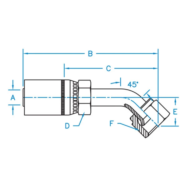 FJX45-07-06-SST By Kurt Hydraulics | Jump Size | Female JIC | 45° Elbow | Swivel | PTFE Coupling | For 7/16" Hose ID 1 FJX45-07-06-SST By Kurt Hydraulics | Jump Size | Female JIC | 45° Elbow | Swivel | PTFE Coupling | For 7/16" Hose ID