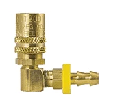 FS216P By ZSi-Foster | Quick Disconnect | FJT Series | 1/4" Series | Straight Thru Socket | 3/8" ID | Push-On Hose Stem | 90° Elbow | Brass